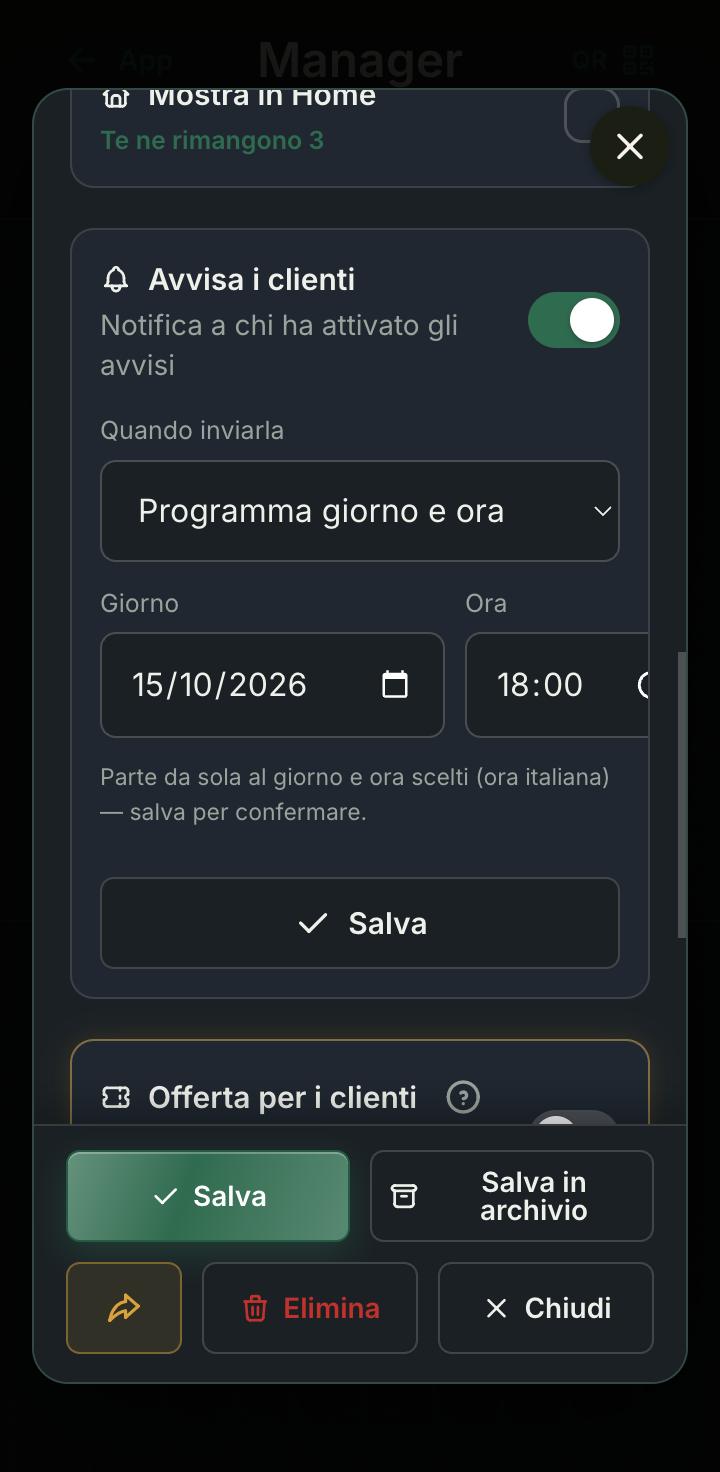 La notifica, programmata