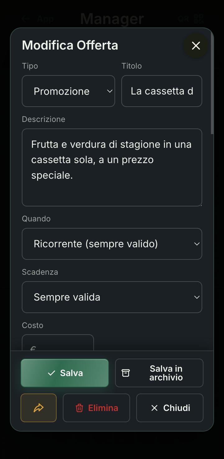 Un’offerta in due minuti